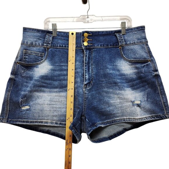Womens Distressed Denim Shorts Size 4XL By Flamingal High Waisted Casual - Picture 5 of 6